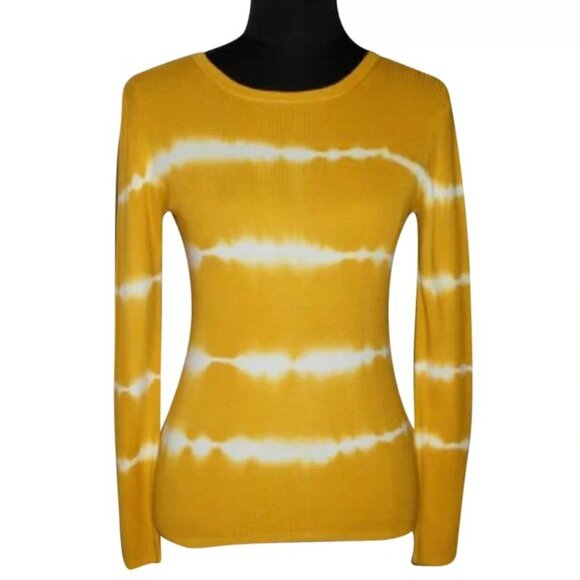 MICHAEL Michael Kors Tops - MICHAEL KORS Yellow Tie-Dye Rib-Knit Crewneck Sweater Top SMALL NWT $99.00